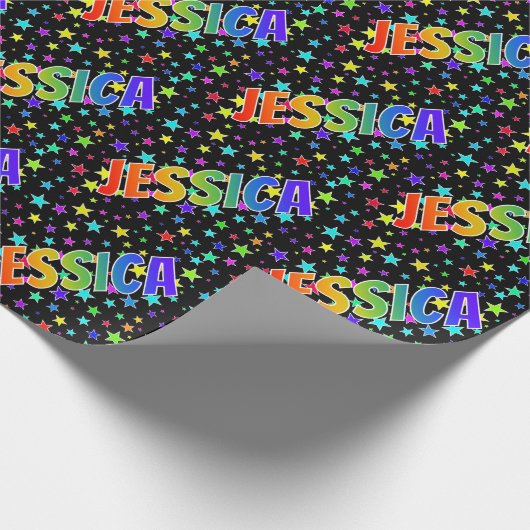 Rainbow First Name "JESSICA" + sterren Cadeaupapier (Hoek)