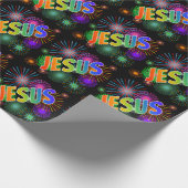 Rainbow First Name "JESUS" + Fireworks Cadeaupapier (Hoek)