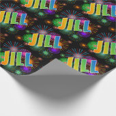 Rainbow First Name "JILL" + Fireworks Cadeaupapier (Hoek)