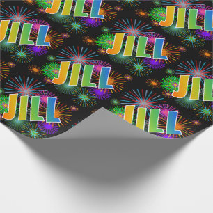 Rainbow First Name "JILL" + Fireworks Cadeaupapier