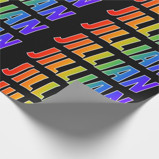 Rainbow First Name "JILLIAN"; Fun & kleurrijk Cadeaupapier (Hoek)