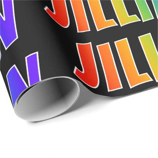Rainbow First Name "JILLIAN"; Fun & kleurrijk Cadeaupapier (Rol Hoek)