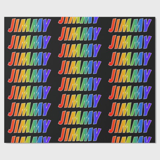 Rainbow First Name "JIMMY"; vun & kleurrijk Cadeaupapier (Vlak)