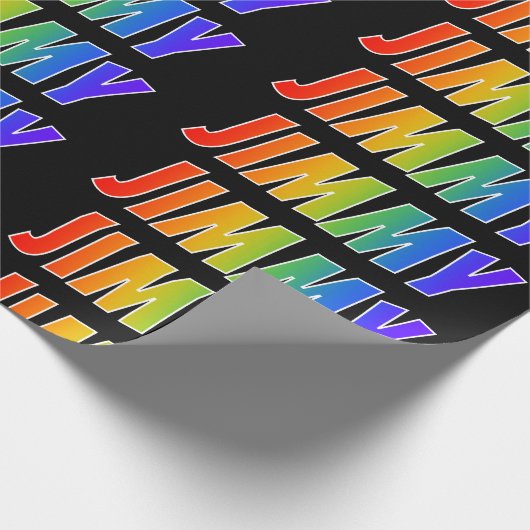 Rainbow First Name "JIMMY"; vun & kleurrijk Cadeaupapier (Hoek)