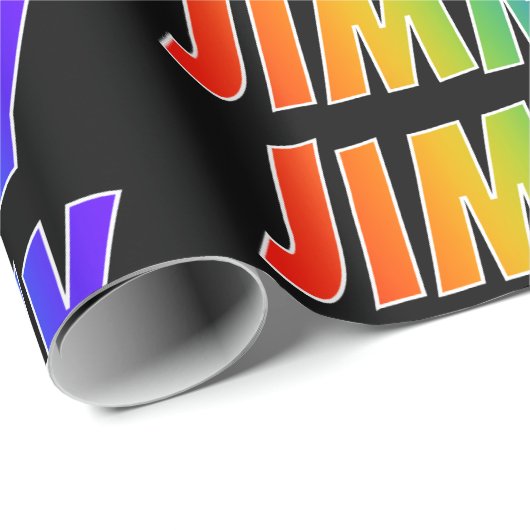 Rainbow First Name "JIMMY"; vun & kleurrijk Cadeaupapier (Rol Hoek)