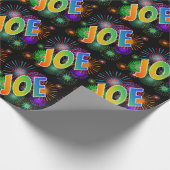 Rainbow First Name "JOE" + Fireworks Cadeaupapier (Hoek)