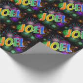 Rainbow First Name "JOEL" + Fireworks Cadeaupapier (Hoek)