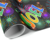 Rainbow First Name "JOEL" + Fireworks Cadeaupapier (Rol Hoek)