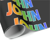 Rainbow First Name "JOHN"; Fun & Colorful Cadeaupapier (Rol Hoek)