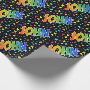 Rainbow First Name "JOHN" + sterren Cadeaupapier