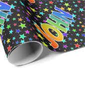 Rainbow First Name "JOHN" + sterren Cadeaupapier (Rol Hoek)