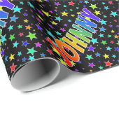 Rainbow First Name "JOHNNY" + sterren Cadeaupapier (Rol Hoek)