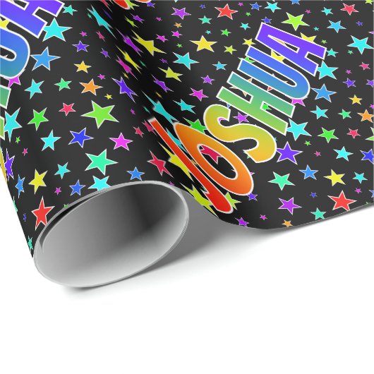 Rainbow First Name "JOSHUA" + sterren Cadeaupapier (Rol Hoek)
