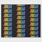 Rainbow First Name "JULIA"; Fun & kleurrijk Cadeaupapier (Vlak)