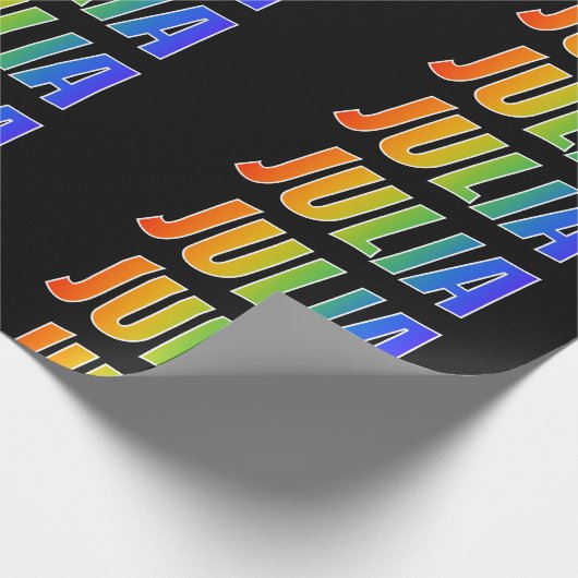 Rainbow First Name "JULIA"; Fun & kleurrijk Cadeaupapier (Hoek)