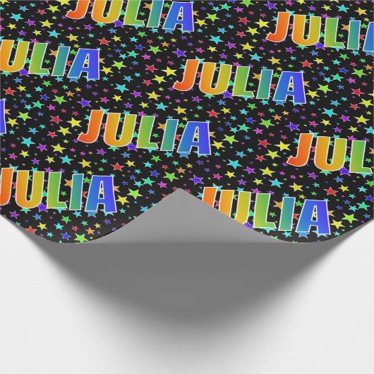 Rainbow First Name "JULIA" + sterren Cadeaupapier (Hoek)