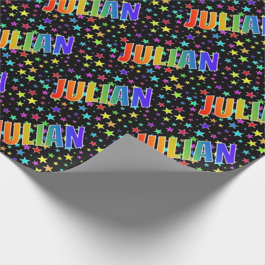 Rainbow First Name "JULIAN" + sterren Cadeaupapier (Hoek)