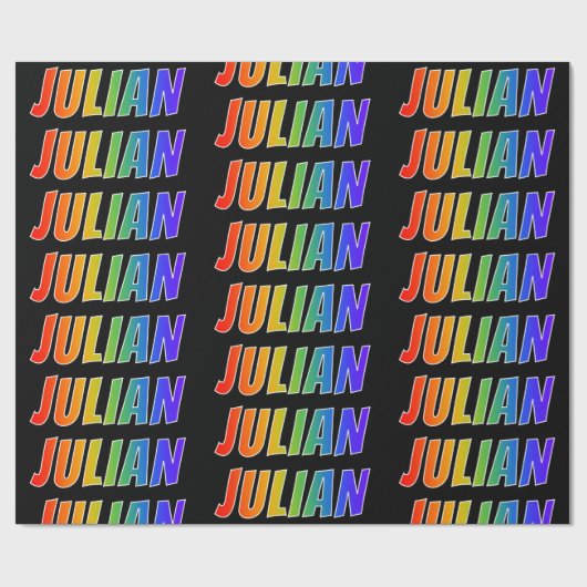 Rainbow First Name "JULIAN" (Voornaam regenboog);  Cadeaupapier (Vlak)