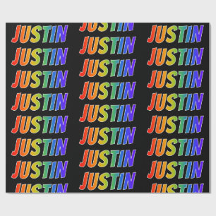 Rainbow First Name "JUSTIN" (Voornaam voor regenbo Cadeaupapier