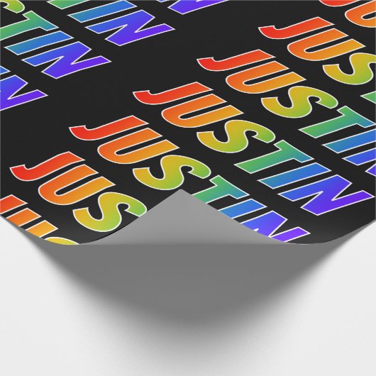 Rainbow First Name "JUSTIN" (Voornaam voor regenbo Cadeaupapier (Hoek)