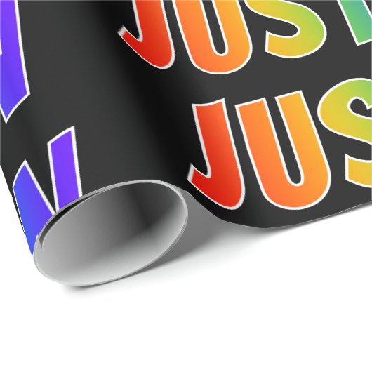 Rainbow First Name "JUSTIN" (Voornaam voor regenbo Cadeaupapier (Rol Hoek)