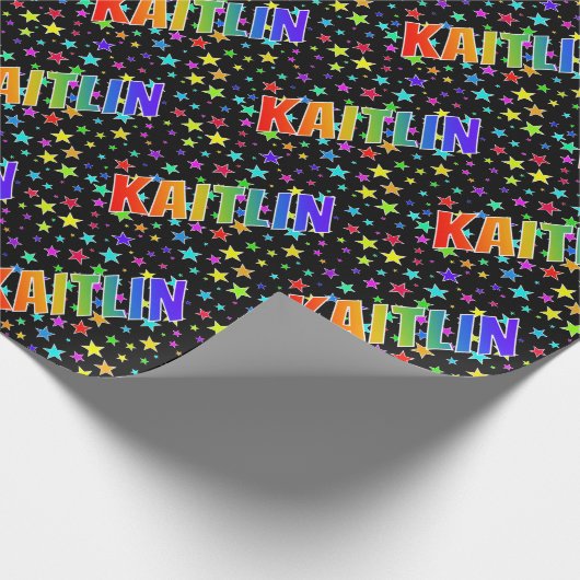 Rainbow First Name "KAITLIN" + sterren Cadeaupapier (Hoek)