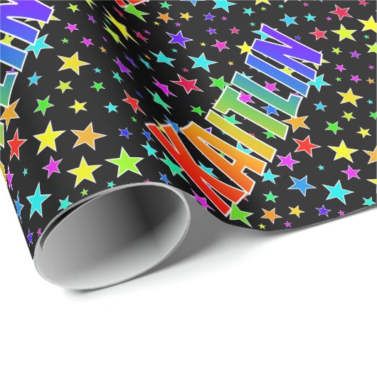 Rainbow First Name "KAITLIN" + sterren Cadeaupapier (Rol Hoek)