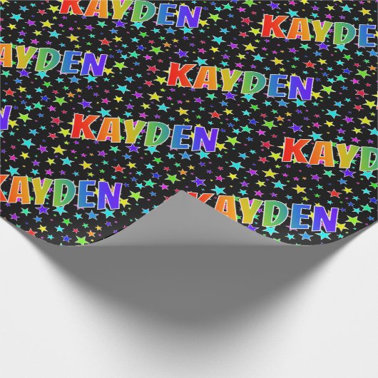 Rainbow First Name "KAYDEN" + sterren Cadeaupapier (Hoek)