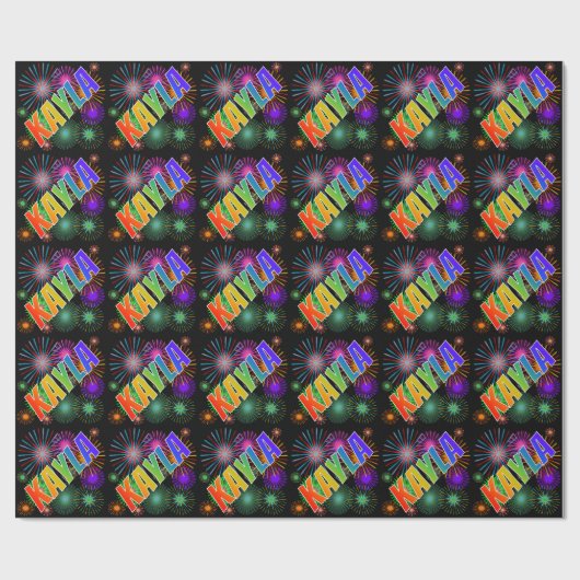 Rainbow First Name "KAYLA" + Fireworks Cadeaupapier (Vlak)