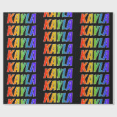 Rainbow First Name "KAYLA"; vun & kleurrijk Cadeaupapier (Vlak)