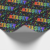 Rainbow First Name "KELSEY" + sterren Cadeaupapier (Hoek)