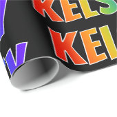 Rainbow First Name "KELSEY"; vun & kleurrijk Cadeaupapier (Rol Hoek)