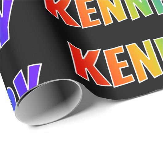 Rainbow First Name "KENNEDY"; vun & kleurrijk Cadeaupapier (Rol Hoek)