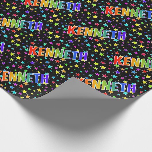 Rainbow First Name "KENNETH" + sterren Cadeaupapier (Hoek)