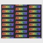 Rainbow First Name "KENNETH"; vun & kleurrijk Cadeaupapier (Vlak)