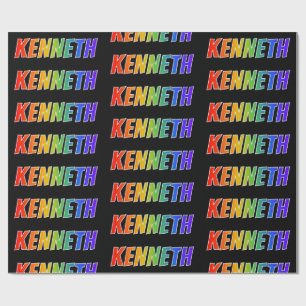 Rainbow First Name "KENNETH"; vun & kleurrijk Cadeaupapier