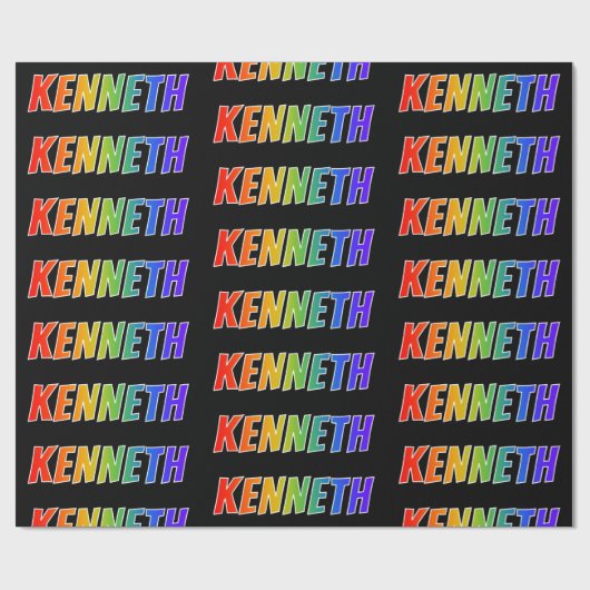 Rainbow First Name "KENNETH"; vun & kleurrijk Cadeaupapier (Vlak)