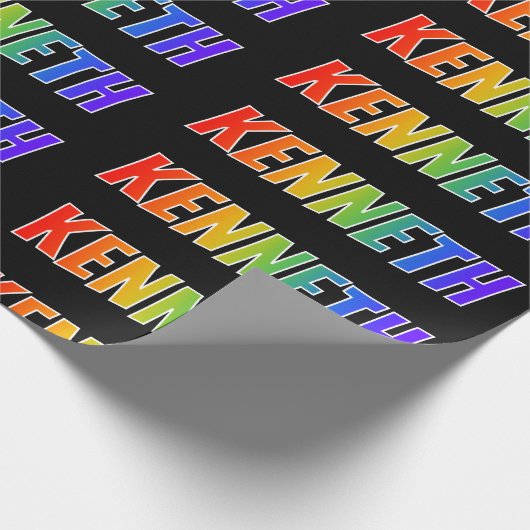 Rainbow First Name "KENNETH"; vun & kleurrijk Cadeaupapier (Hoek)