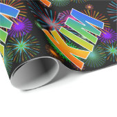 Rainbow First Name "KIM" + Fireworks Cadeaupapier (Rol Hoek)
