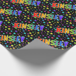 Rainbow First Name "KINSLEY" + sterren Cadeaupapier