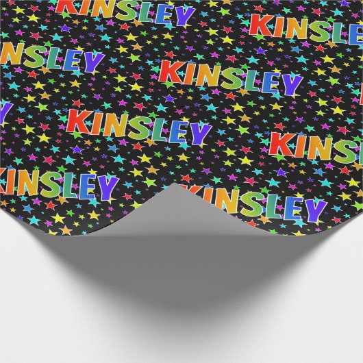 Rainbow First Name "KINSLEY" + sterren Cadeaupapier (Hoek)