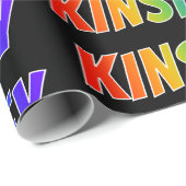 Rainbow First Name "KINSLEY"; vun & kleurrijk Cadeaupapier (Rol Hoek)