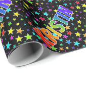 Rainbow First Name "KRISTIN" + sterren Cadeaupapier (Rol Hoek)