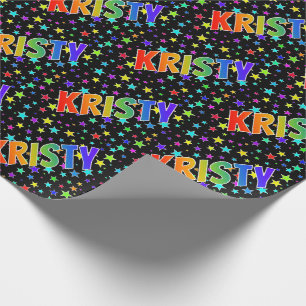 Rainbow First Name "KRISTY" + sterren Cadeaupapier