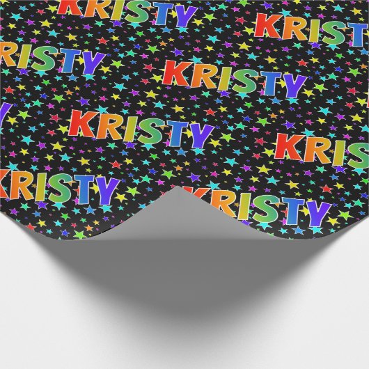Rainbow First Name "KRISTY" + sterren Cadeaupapier (Hoek)