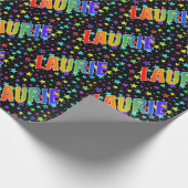 Rainbow First Name "LAURIE" + sterren Cadeaupapier (Hoek)