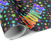 Rainbow First Name "LAURIE" + sterren Cadeaupapier (Rol Hoek)