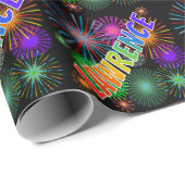 Rainbow First Name "LAWRENCE" + Fireworks Cadeaupapier (Rol Hoek)