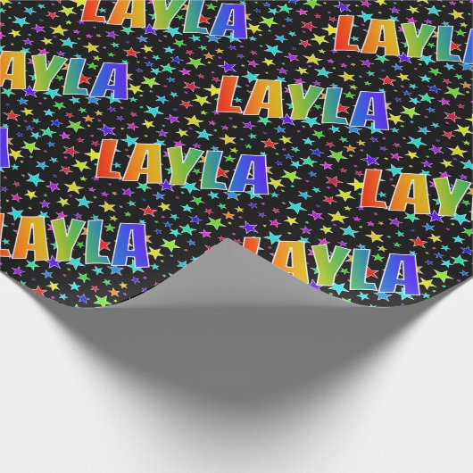 Rainbow First Name "LAYLA" + sterren Cadeaupapier (Hoek)