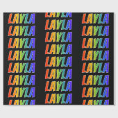 Rainbow First Name "LAYLA"; vun & kleurrijk Cadeaupapier (Vlak)